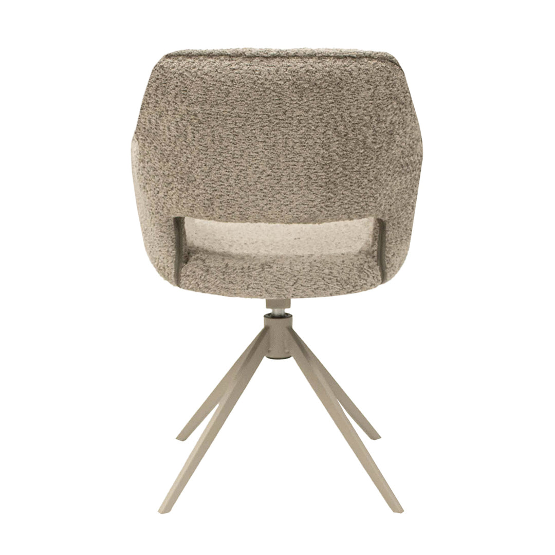 Chaise Pivotante Beige Tissu Bouclé Accoudoirs Fins Ouverture Dossier | NOVA