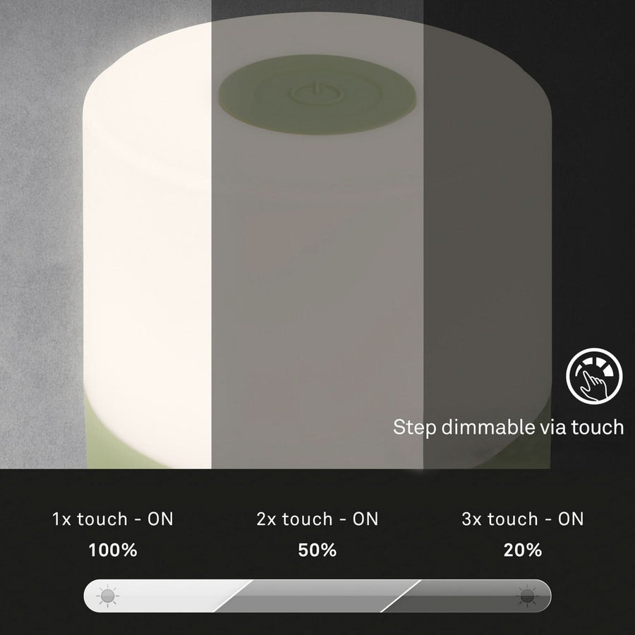 Lampe à poser d'extérieur LED rechargeable Smal, vert et blanc, Ø 7 cm, IP44