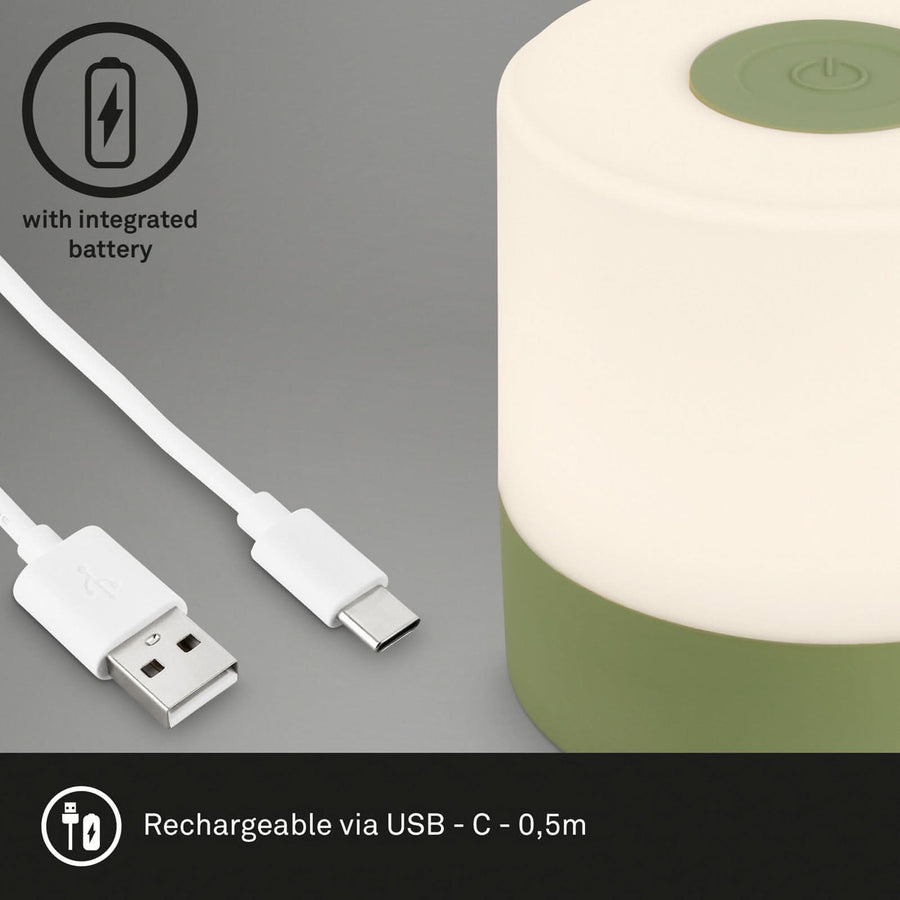 Lampe à poser d'extérieur LED rechargeable Smal, vert et blanc, Ø 7 cm, IP44