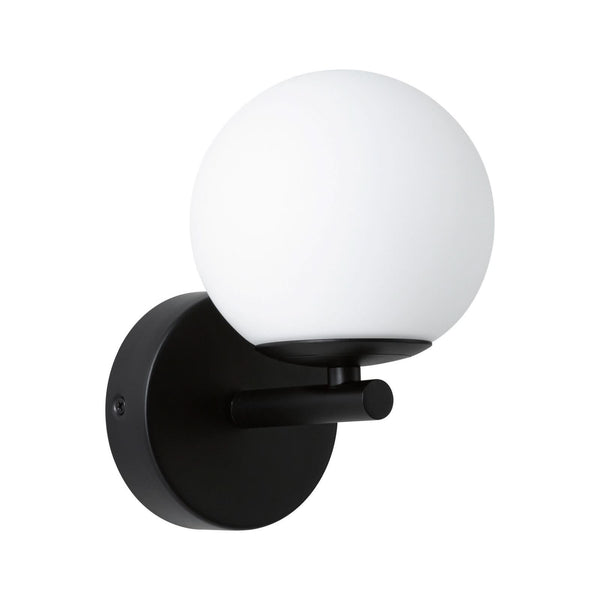 Applique murale LED Gove IP44 en verre, noir mat et blanc, hauteur 18,5 cm, IP44