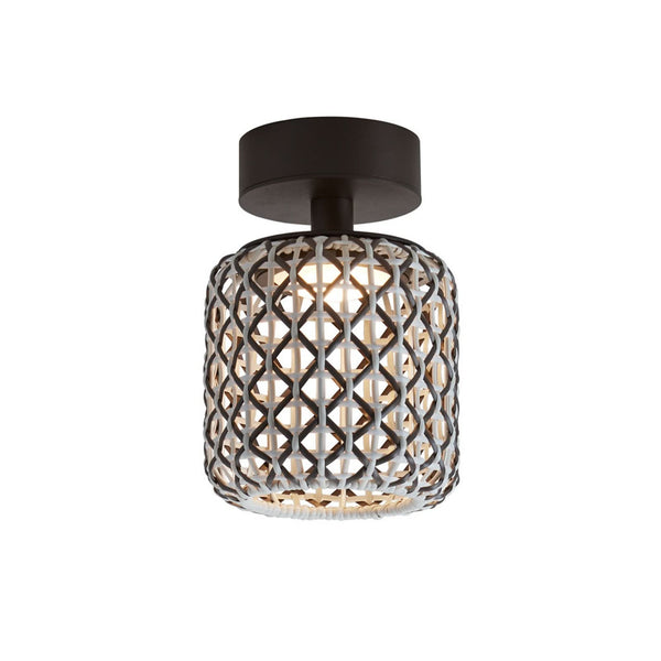 Plafonnier d'extérieur LED Nans PF/16 en aluminium, graphite et marron, Ø 16,7 cm, IP54