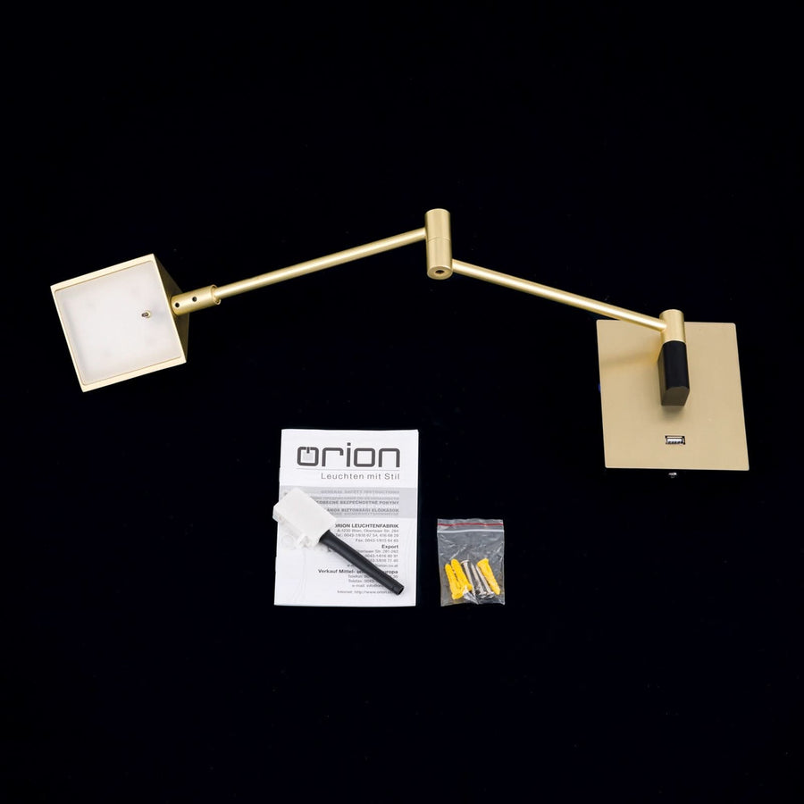 Applique murale LED Boston en métal, laiton mat et noir, hauteur 17 cm