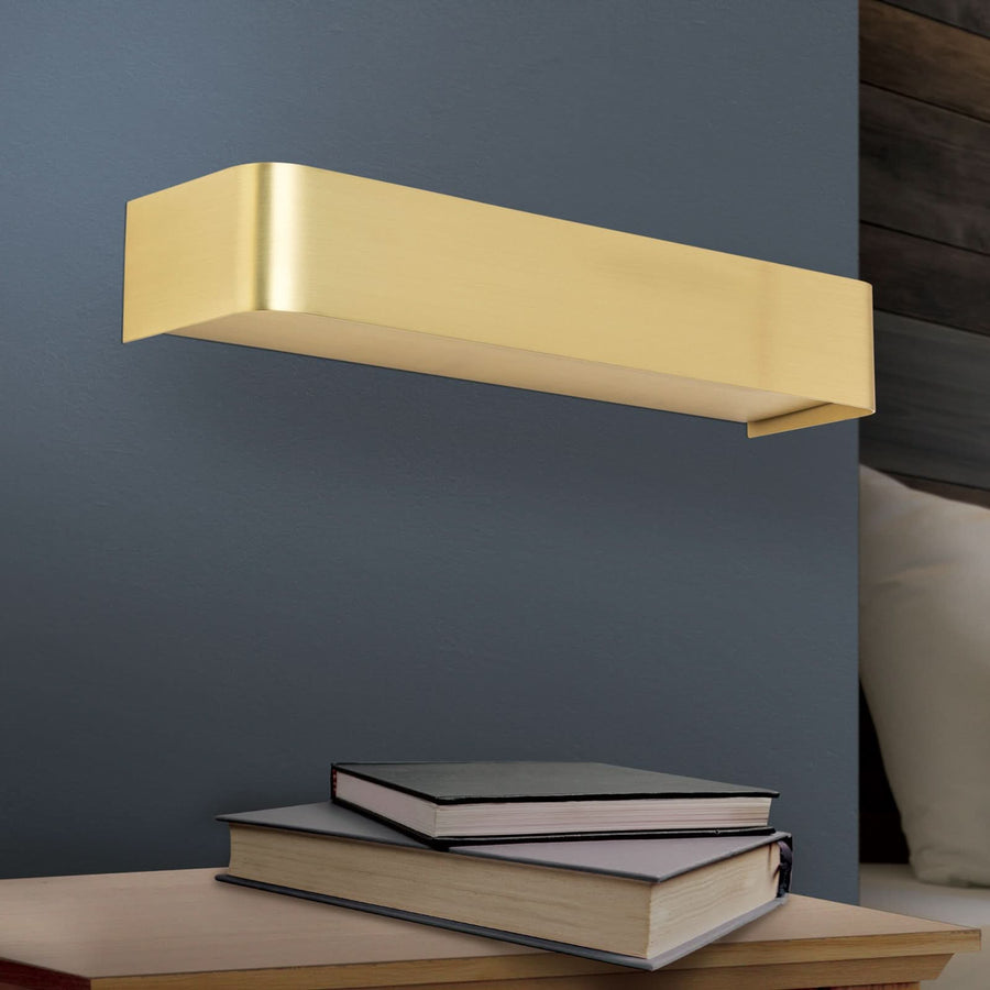 Applique murale LED Bernhard en métal, laiton mat et blanc, hauteur 5 cm