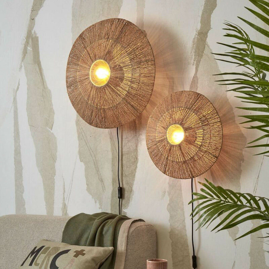 Applique murale Iguazu en tissu, crème, Ø 55 cm