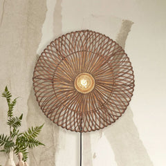 Applique murale Zanzibar en rotin, crème, Ø 55 cm