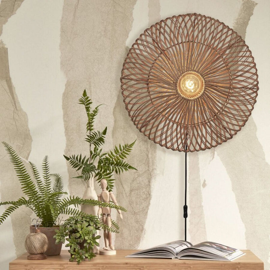 Applique murale Zanzibar en rotin, crème, Ø 55 cm