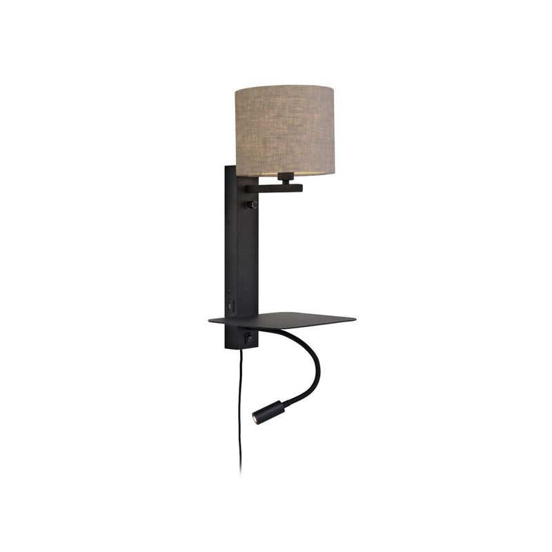 Applique murale Florence en tissu, noir et beige, 2 lumières, hauteur 52 cm