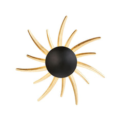 Applique murale LED en métal, noir mat et feuille d'or, Ø 45 cm