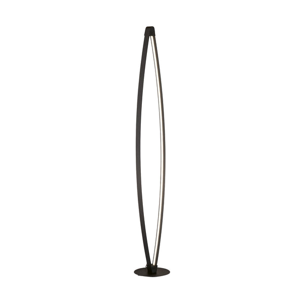 Lampadaire LED Fenga en métal, noir mat et blanc satiné, hauteur 145 cm