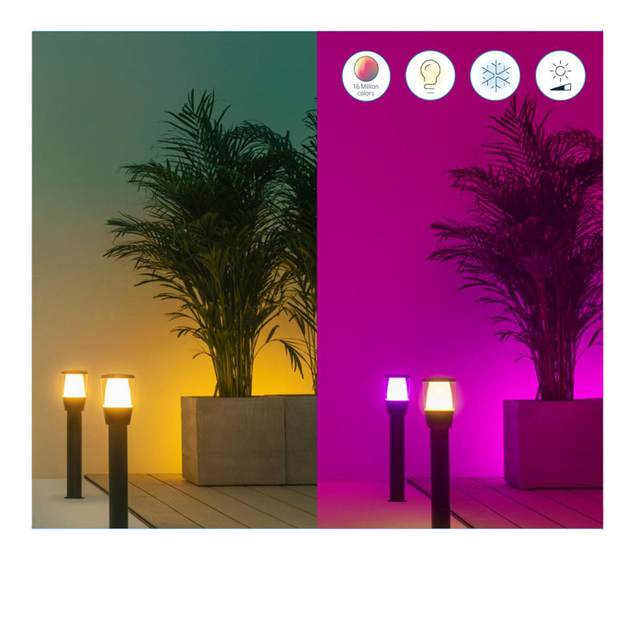 Borne lumineuse d'extérieur LED Elpas en aluminium, noir, Ø 10,9 cm, IP65, 4,8 W, hauteur 51,8 cm, modèle 2