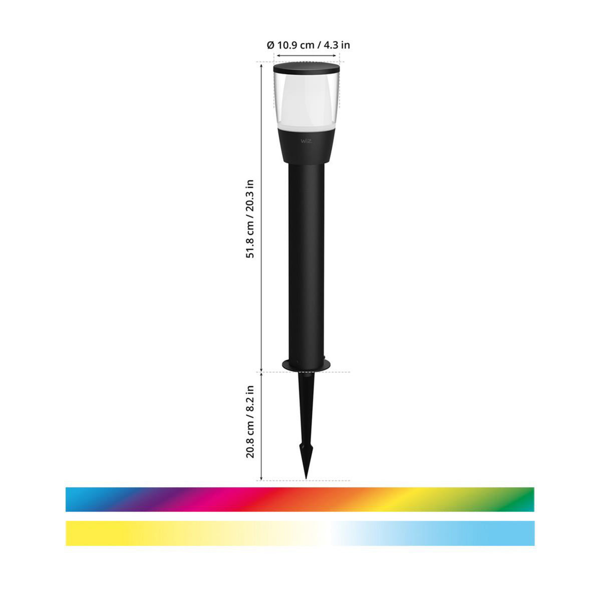 Borne lumineuse d'extérieur LED Elpas en aluminium, noir, Ø 10,9 cm, IP65, 4,8 W, hauteur 51,8 cm, modèle 2