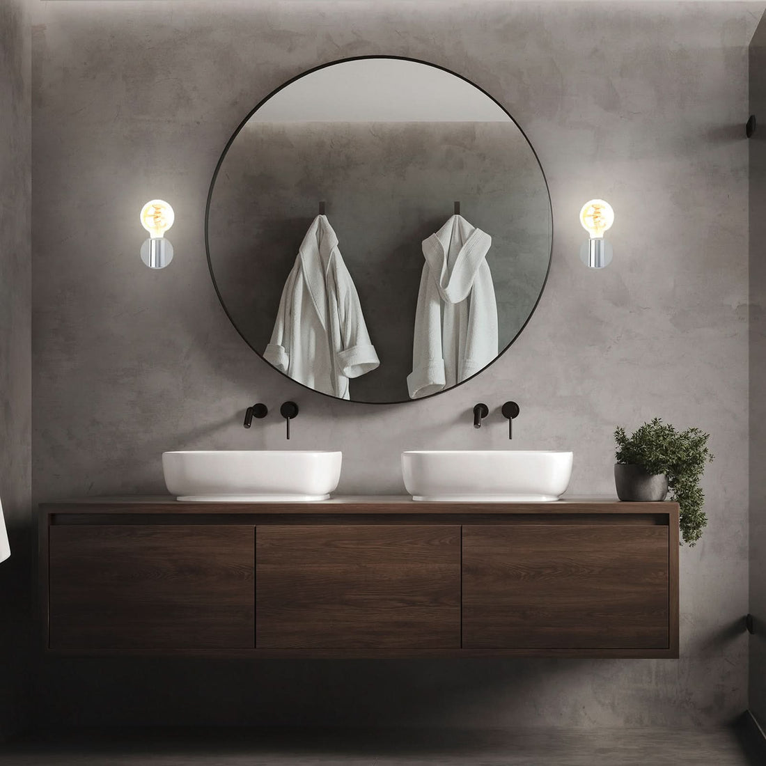 Applique murale Kosol en métal, chromé, Ø 10 cm, IP44