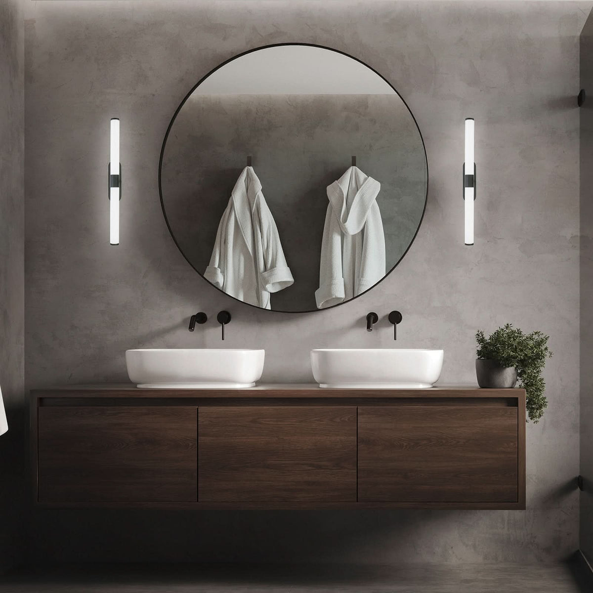 Applique murale Runt IP44, noir et blanc, hauteur 4,5 cm, IP44