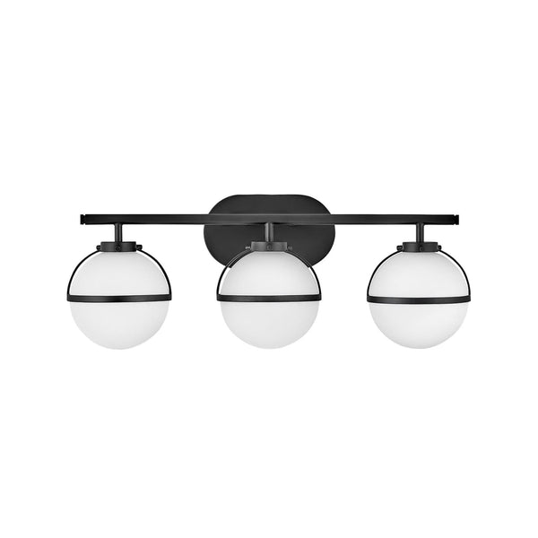 Applique murale Hollis en verre, noir et blanc, 3 lumières, hauteur 23 cm, IP44