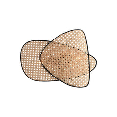 Applique murale Gheisa en rotin, bois et noir, 2 lumières, hauteur 44 cm