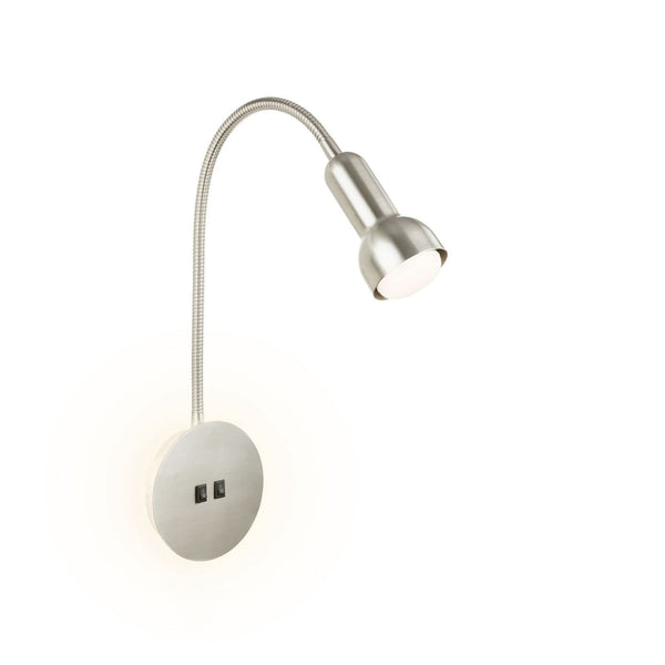 Applique murale 2178012 Double-Switch en métal, nickel mat, 2 lumières, hauteur 39 cm