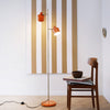 Lampadaire Ocean en métal, orange et laiton, 2 lumières, hauteur 160 cm