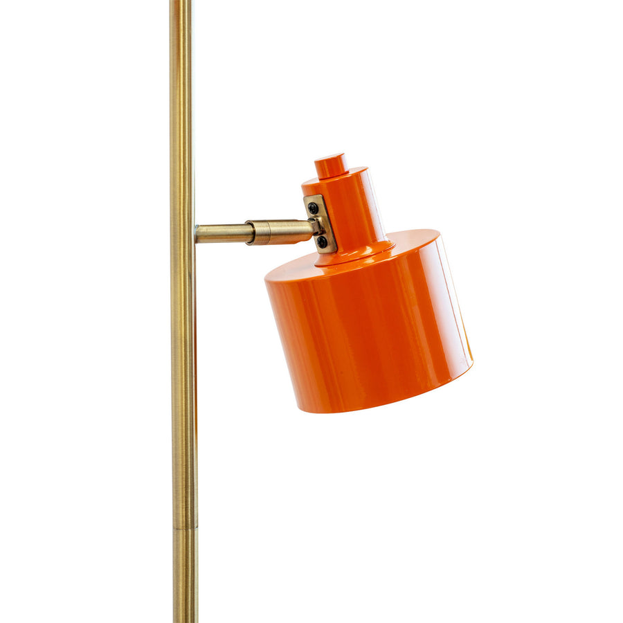 Lampadaire Ocean en métal, orange et laiton, 2 lumières, hauteur 160 cm