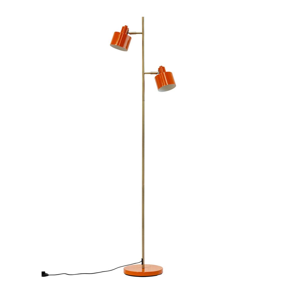 Lampadaire Ocean en métal, orange et laiton, 2 lumières, hauteur 160 cm