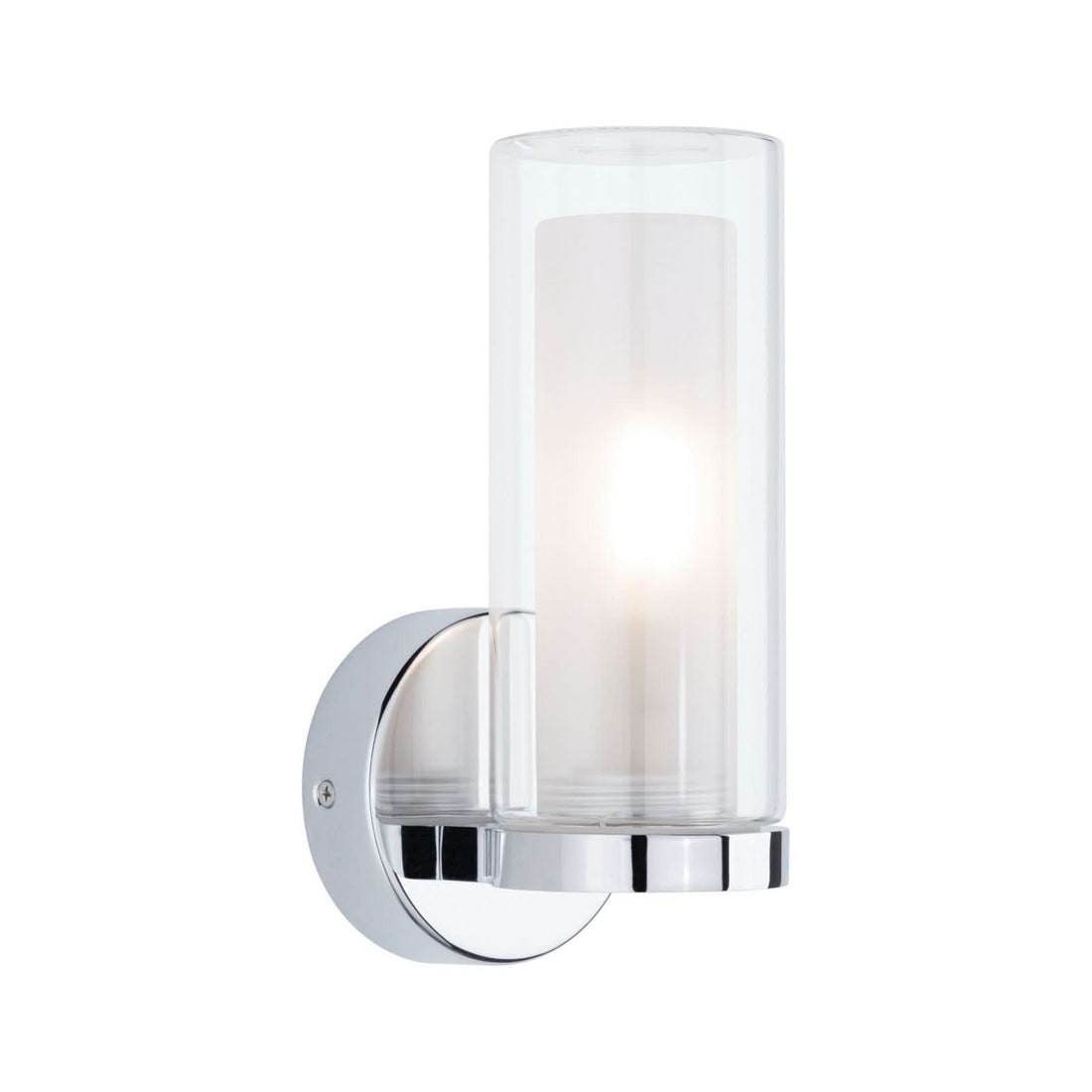 Applique murale Luena IP44 en verre, chromé et transparent, Ø 10 cm, IP44