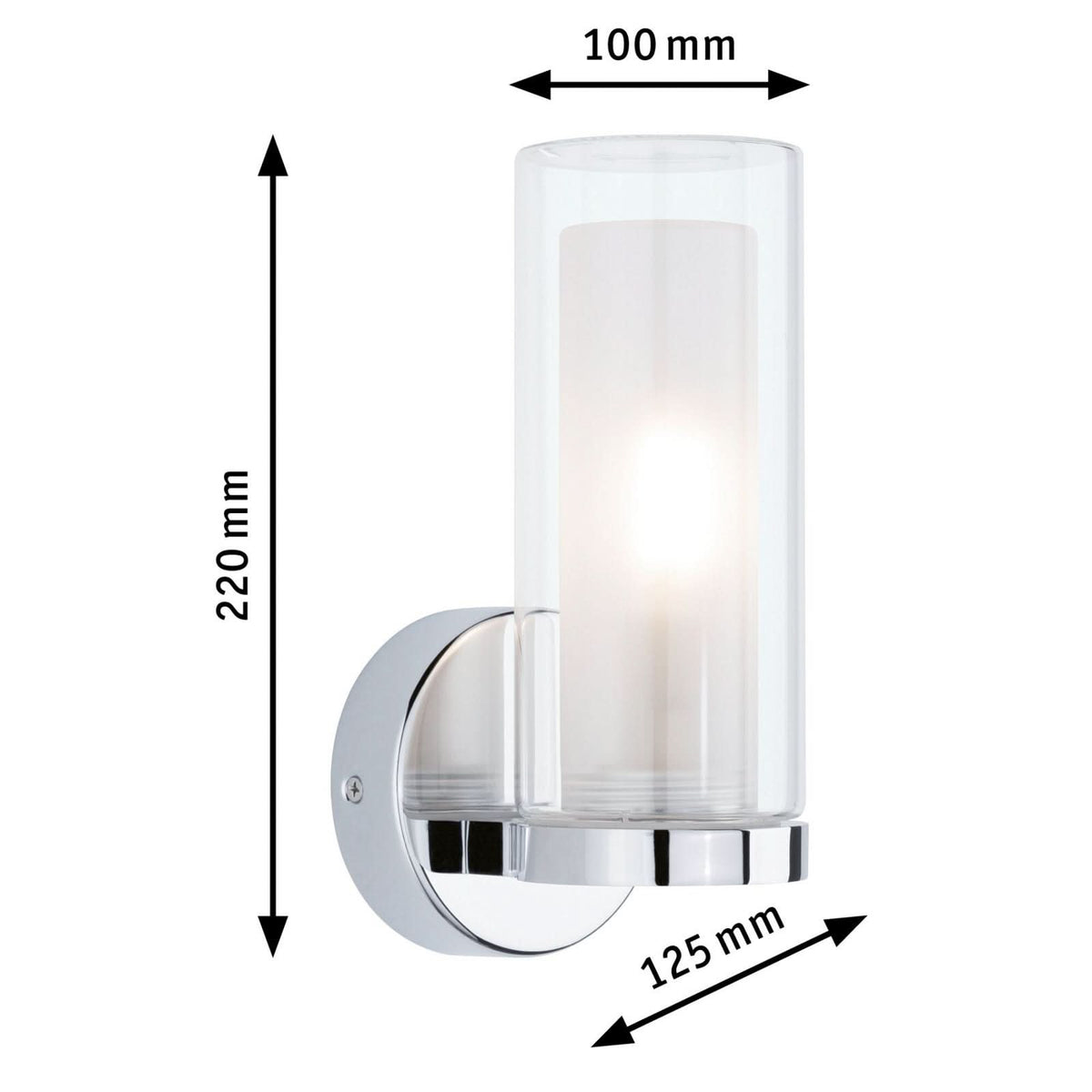 Applique murale Luena IP44 en verre, chromé et transparent, Ø 10 cm, IP44