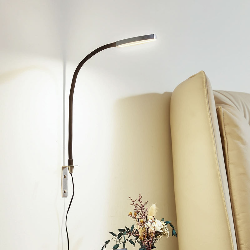 Applique murale LED Flexola en métal, nickel et noir, hauteur 58 cm, 3000 K, 4 W, largeur 3,5 cm, modèle 2