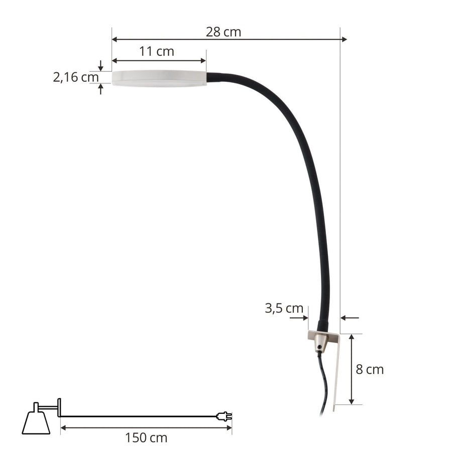 Applique murale LED Flexola en métal, nickel et noir, hauteur 58 cm, 3000 K, 4 W, largeur 3,5 cm, modèle 2