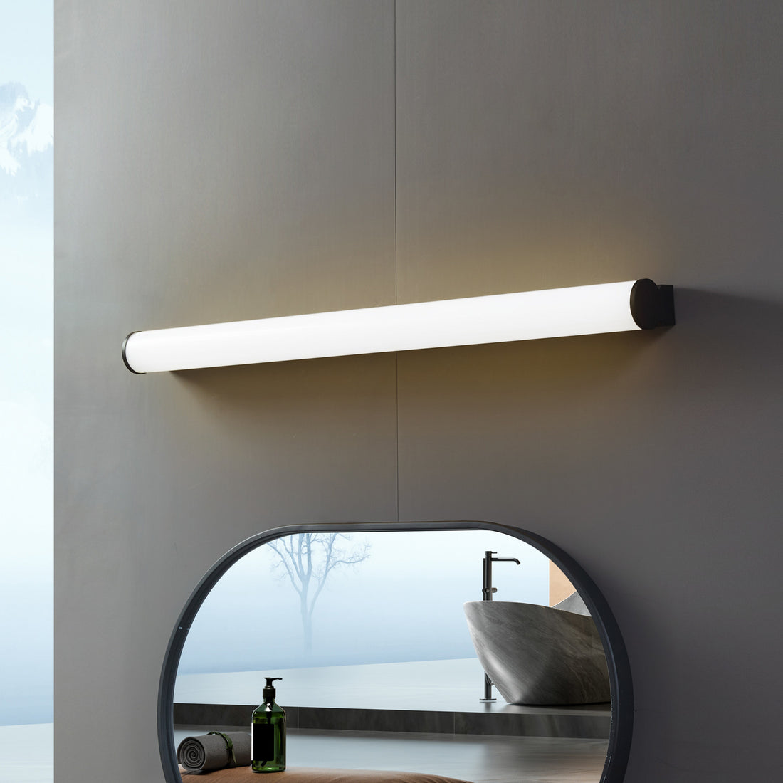 Applique murale LED en aluminium, noir et blanc, hauteur 6,4 cm, IP44