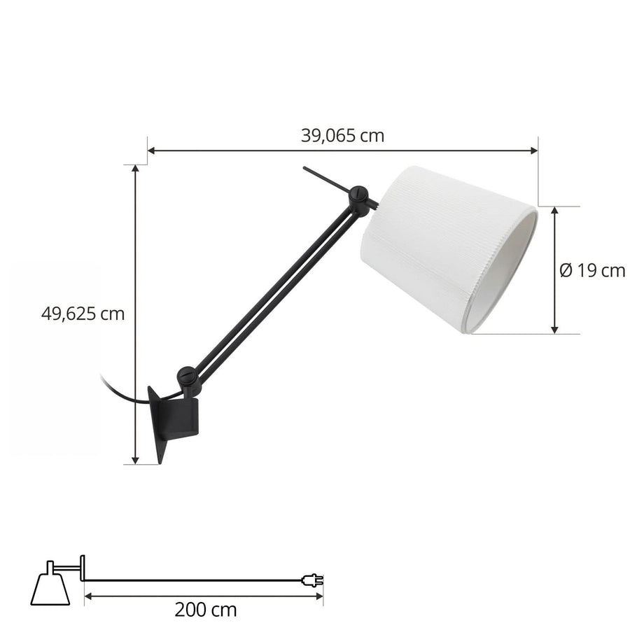 Applique murale Caelia en tissu, noir et crème, hauteur 66 cm