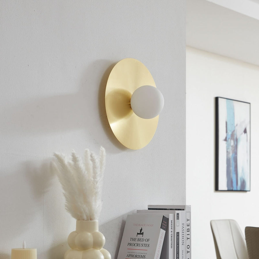 Applique murale Zain en verre, doré et blanc, Ø 33 cm