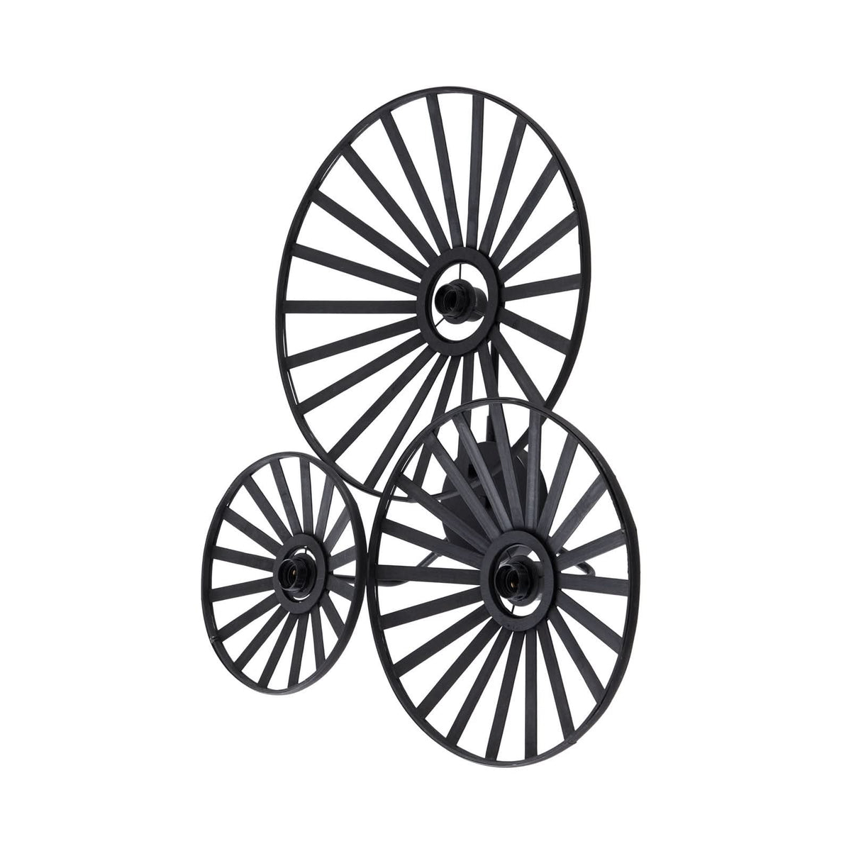 Applique murale Evandor en bambou, noir, 3 lumières, hauteur 24,5 cm