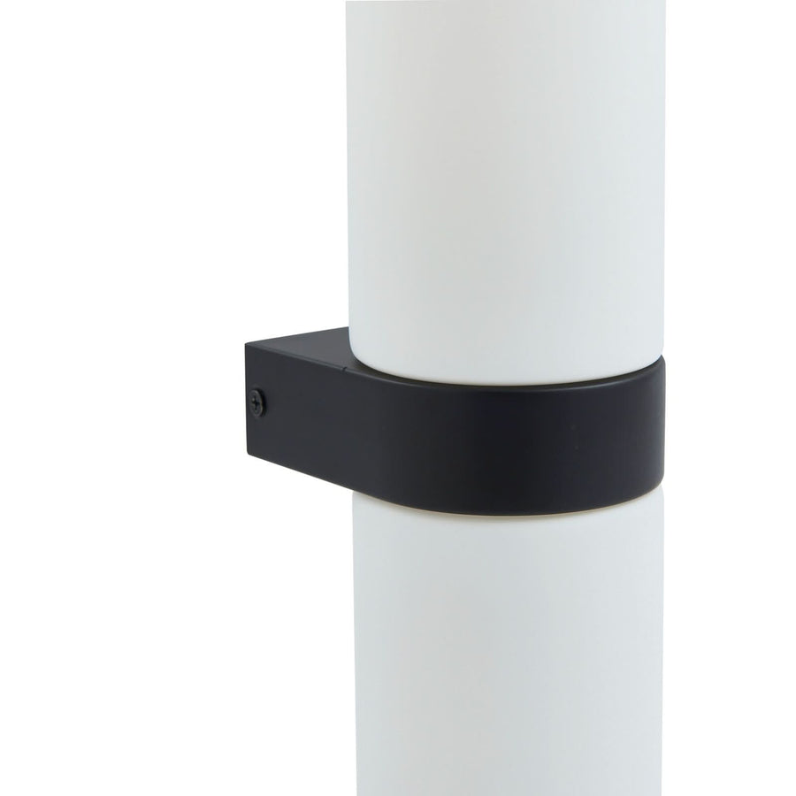 Applique murale Basolo en verre, noir et blanc, 2 lumières, hauteur 31,5 cm, IP44