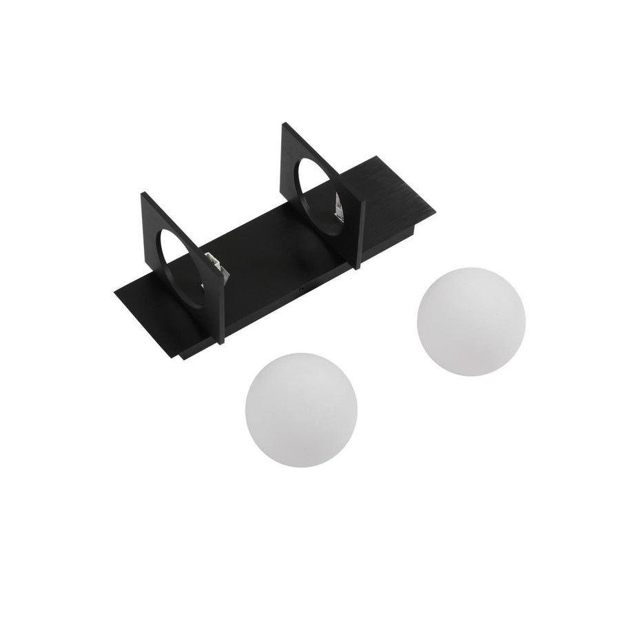 Applique murale Kulka en verre, noir et blanc, 2 lumières, hauteur 32 cm