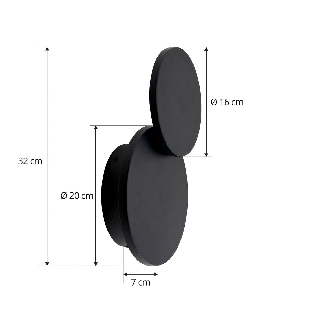 Applique murale LED Elrik en métal, noir, hauteur 20 cm