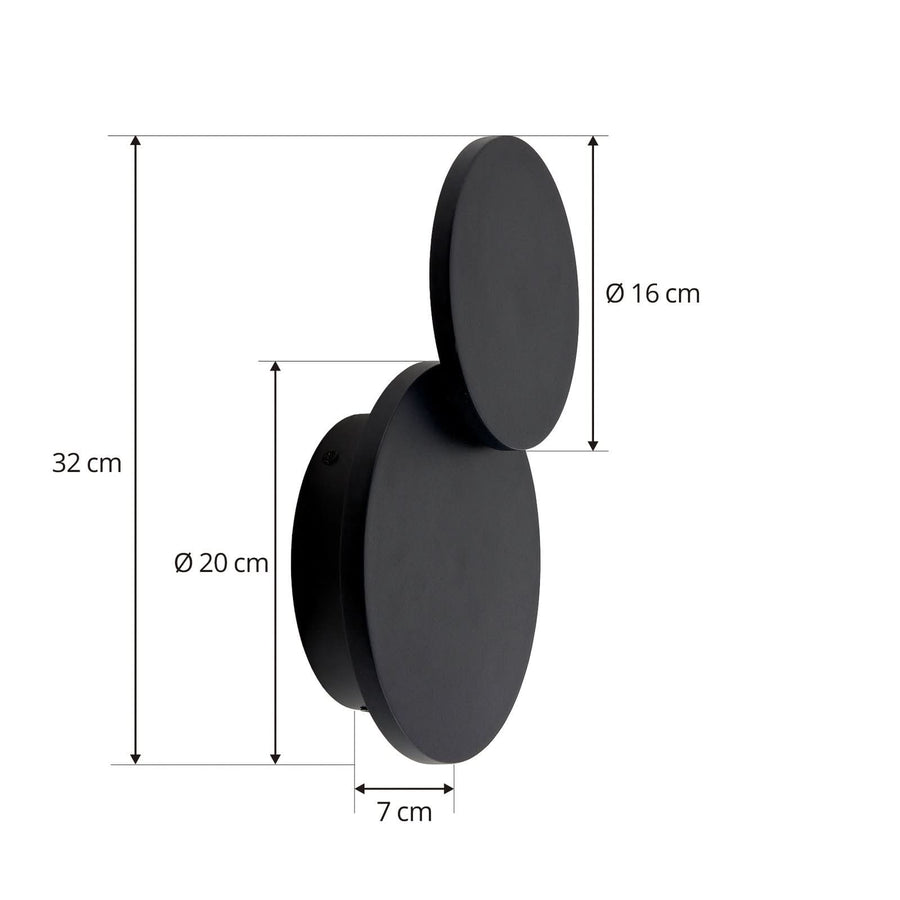 Applique murale LED Elrik en métal, noir, hauteur 20 cm