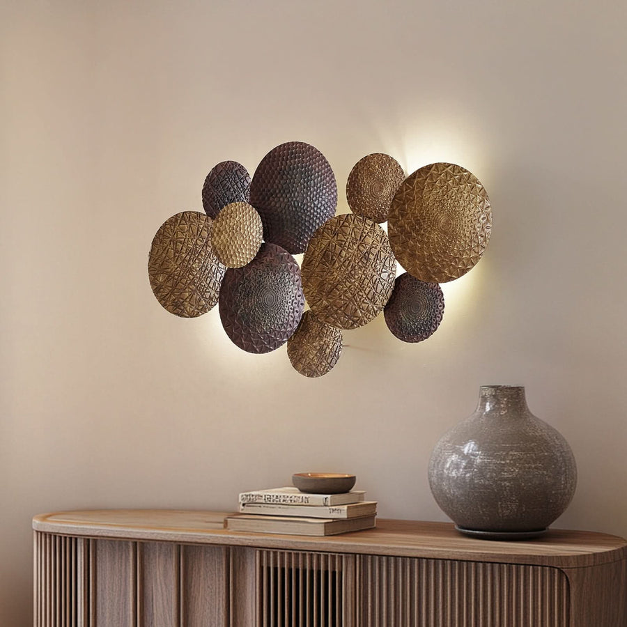Applique murale Soraya en métal, doré et cuivré, 2 lumières, hauteur 51 cm