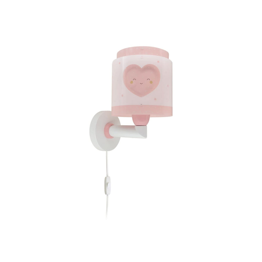 Vue de profil de l’applique avec câble et interrupteur blanc.