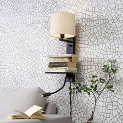Applique murale Florence, noir et beige, 2 lumières, hauteur 52 cm