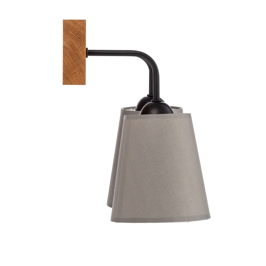 Applique murale Risco en chêne, gris et bois, 2 lumières, hauteur 30 cm