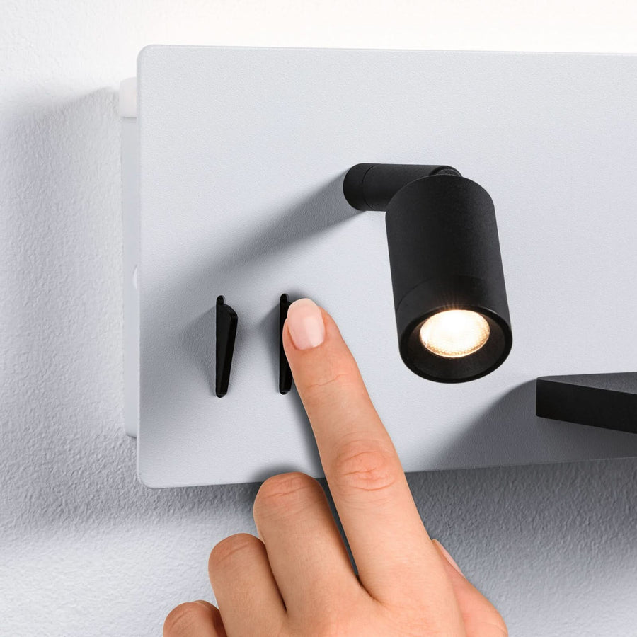 Applique murale LED Serra en métal, blanc mat et noir mat, hauteur 12 cm