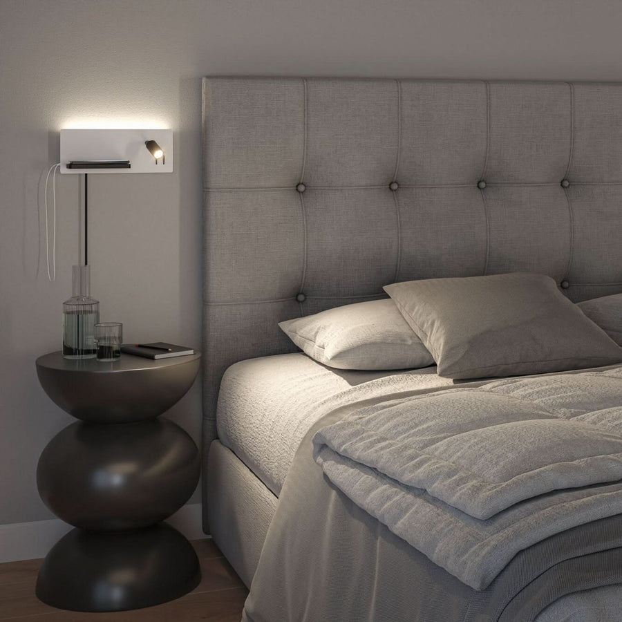 Applique murale LED Serra en métal, noir mat et blanc mat, hauteur 12 cm