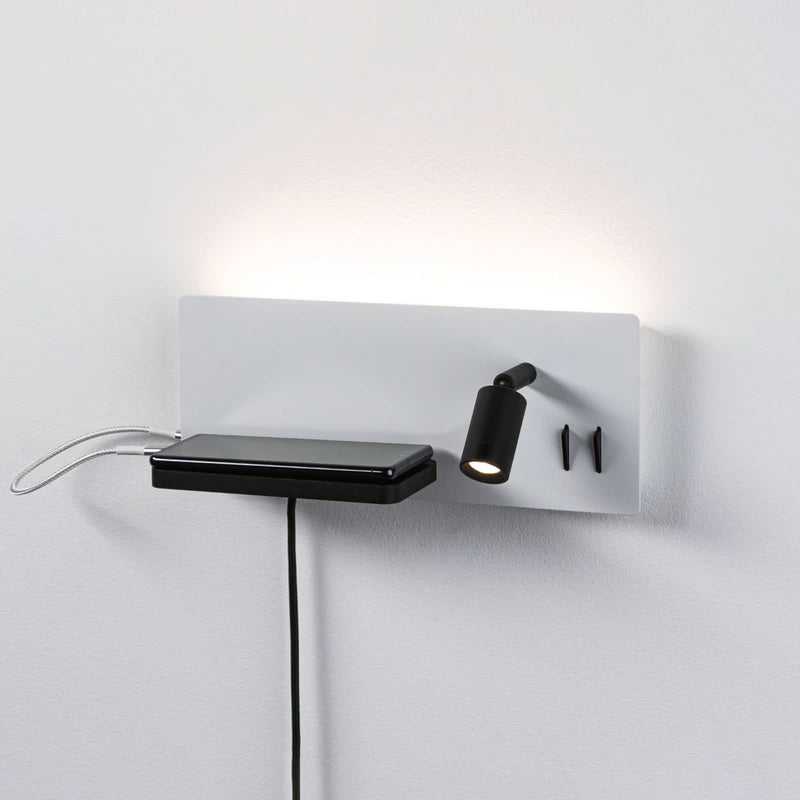 Applique murale LED Serra en métal, noir mat et blanc mat, hauteur 12 cm