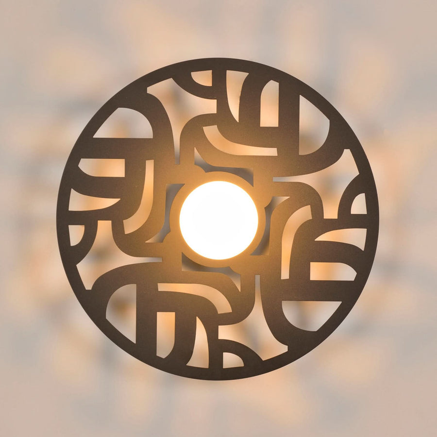 Applique murale Labyrinthe en métal, noir, Ø 40 cm