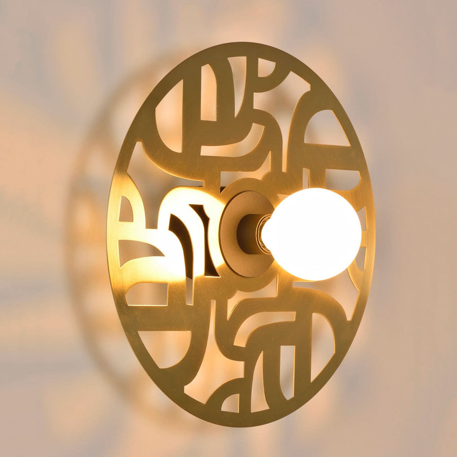 Applique murale Labyrinthe en métal, laiton, Ø 40 cm