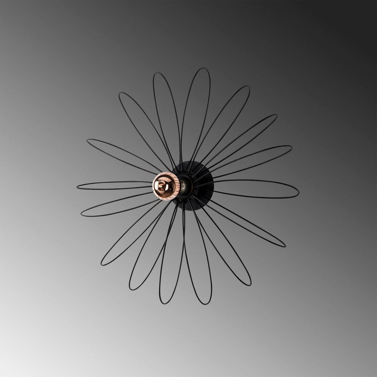 Applique murale Hemdem 707-A en métal, noir, Ø 58 cm