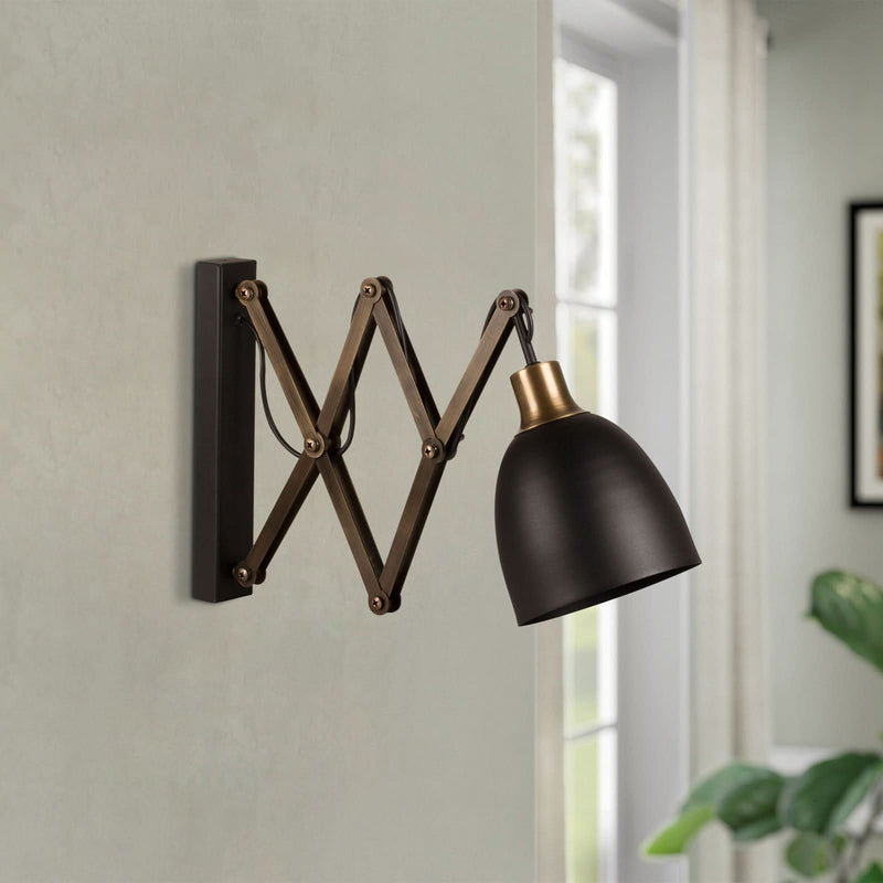 Applique murale Sivani MR-725 en métal, noir et doré patiné, hauteur 30 cm