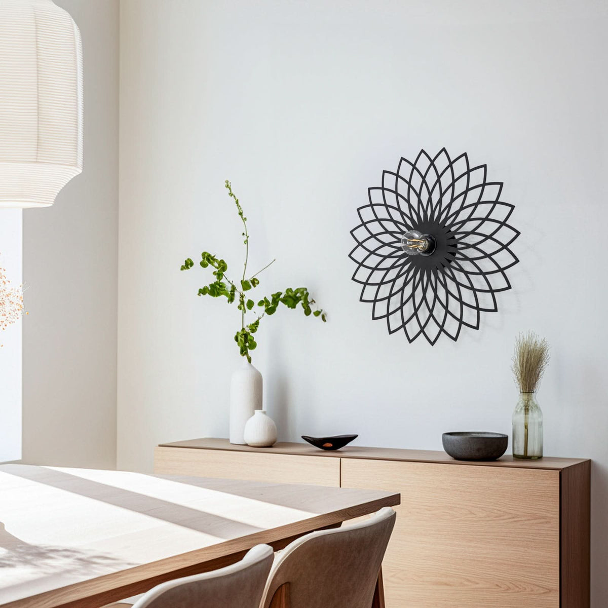 Applique murale Fellini MR-987 en métal, noir, Ø 50 cm