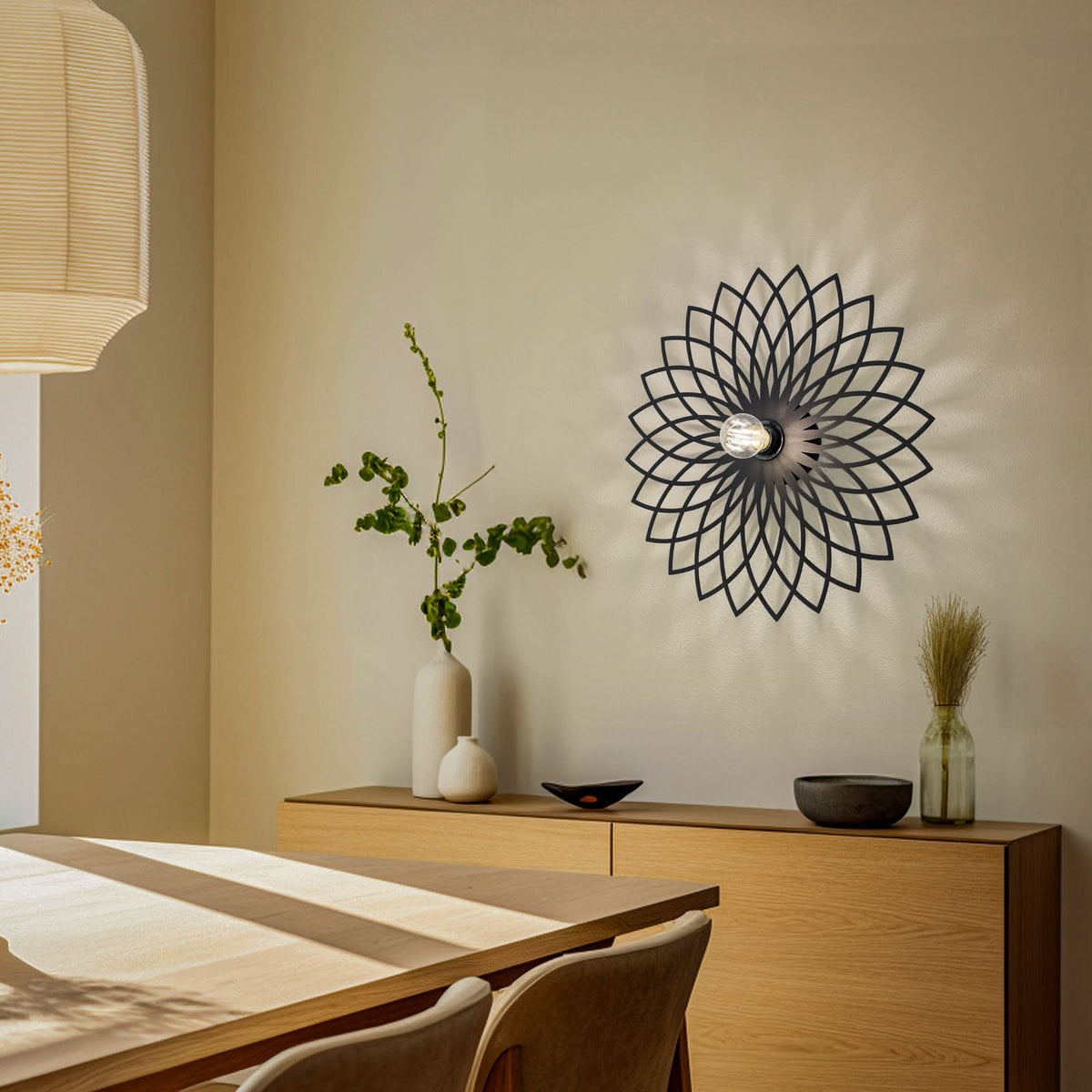 Applique murale Fellini MR-987 en métal, noir, Ø 50 cm