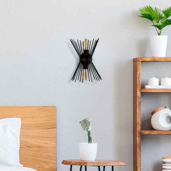 Applique murale Kirpi 3091 en métal, noir, hauteur 33 cm