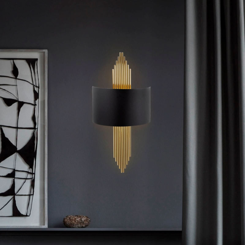 Applique murale 616-A en métal, noir et doré, hauteur 75 cm